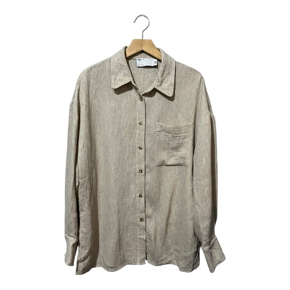 Asos Edition Women's Linen Blend Button Up Textured Shirt Sz 6 Beach Casual - Picture 3 of 8